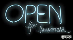 Neon sign open for business