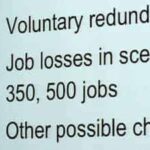 Power Point slide extract showing data related to redundancies - Redundancy Training process training is available from Concrew Training