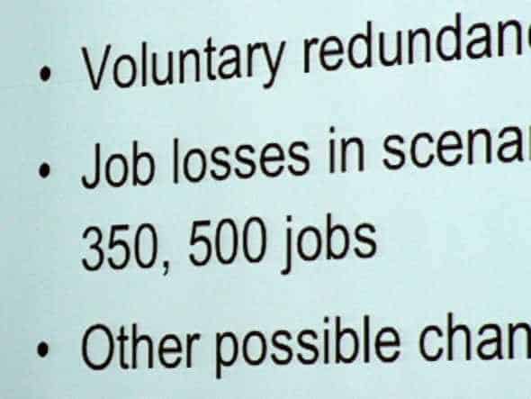 Power Point slide extract showing data related to redundancies - Redundancy Training process training is available from Concrew Training