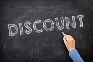 discounts written on balckboard