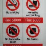 fines poster- a poster from the USA detailing the penalties and fines for smoking, eating drinking in the area